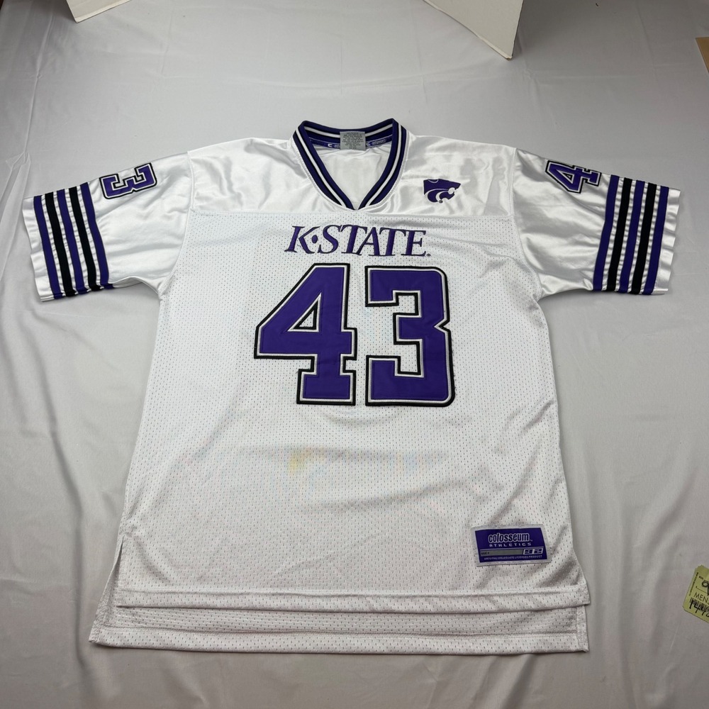 Colosseum Football Jersey Mens Large White K-State Wildcats 43 Mesh Vintage